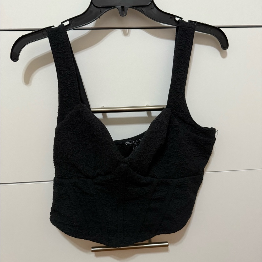 Black Textured Crop Top